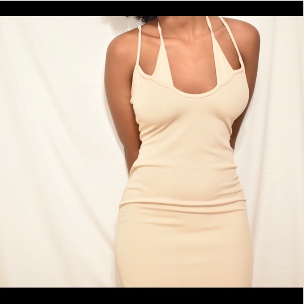 Nude strappy midaxi dress